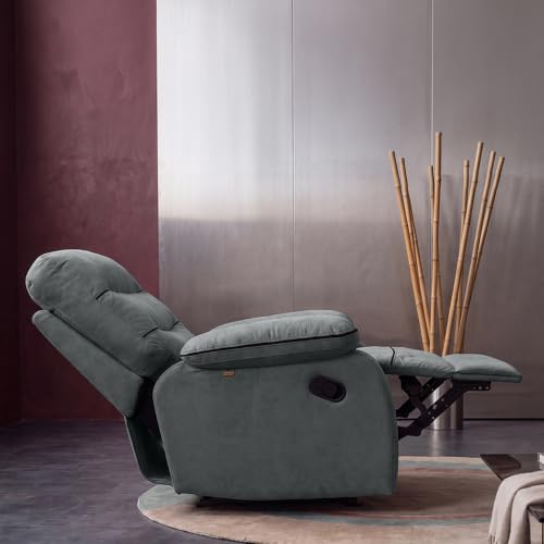 Image of Duroflex Avalon Grande - 360 Swivel & Rocking Recliner Chair| 3 Recline Modes with 3 Zone Back Support| Premium Suede Fabric| Plush Seating with Foam & Spring Support| 3 Year Warranty - Grey