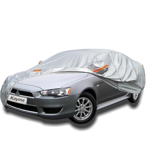 Kayme Sedan Car Cover Fit for Mitsubishi Lancer (2003-2025) Automobiles All Weather Waterproof, Outdoor Cover Sun Rain Protection, with Lock and Zippe