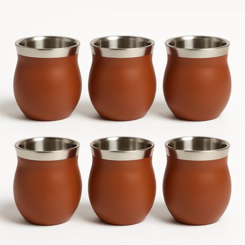 Image of Human Hydro Stainless Steel Coffee Mug Set of 6 - 150 ml Each | Premium Kulhad Cups | Durable, Rust-Proof, Spill-Resistant | Light Brown