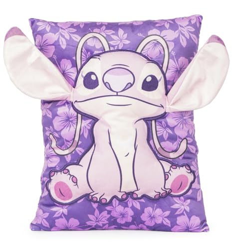 Jay Franco Disney Lilo and Stitch Angel 3D Snuggle Pillow - Super Soft Pink Plush Pillow - Measures 15 Inches