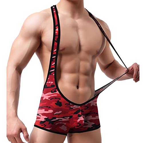 Yoobng Mens Mesh Breathable Leotard Singlet Underwear See Through One-Piece Jumpsuit Suspender Jockstrap #TOP3