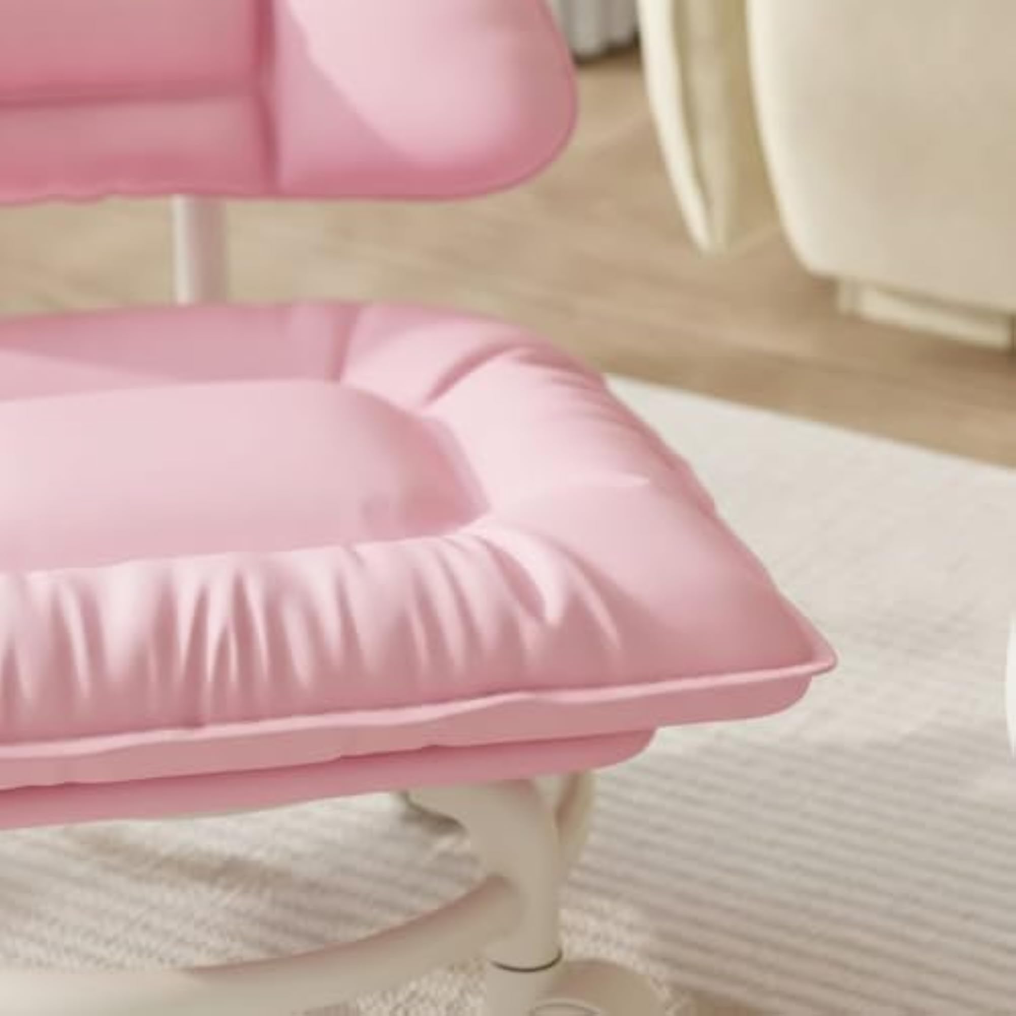 Swivel Rolling Stool with Backrest, Cushioned Mobile Chair