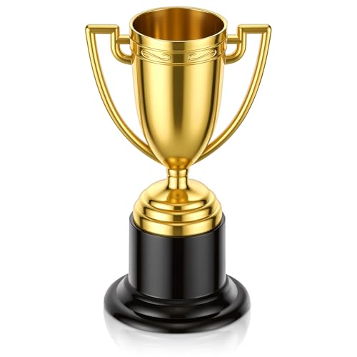 Jxiwfvl 3.7" Small Plastic Trophy Cup Mini Trophy Cup Small Plastic Cups Trophys Award Trophies for Sports Competition Party Footabll Gold