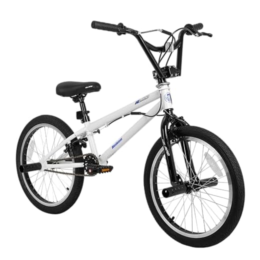 HH HILAND 20 inch Freestyle Kids BMX Bike, Beginner-Level to Advanced Riders with 360 Degree Gyro & 4 Pegs, Kids' Bicycles for Boys, Girls, White