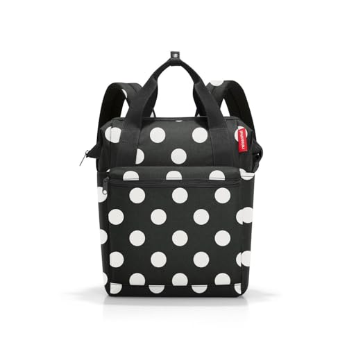 reisenthel allrounder R dots white – Rucksack und Tragetasche in einem – Mit Stecklasche für Reisetrolleys