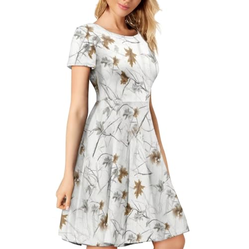 Image of AFPANQZ Womens Casual Summer Lightweight Vintage Dress Short Sleeve Midi Dress Knee-Long Luxury Formal Dress