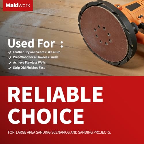Makiwork 50 Stück 225mm 8-Loch Schleifscheiben Set – Aluminiumoxid Klett-Schleifpapier 10 x P40/P60/P80/P120/P240 für Trockenbauschleifer, Farbentfernung, Holz- & Metallbearbeitung