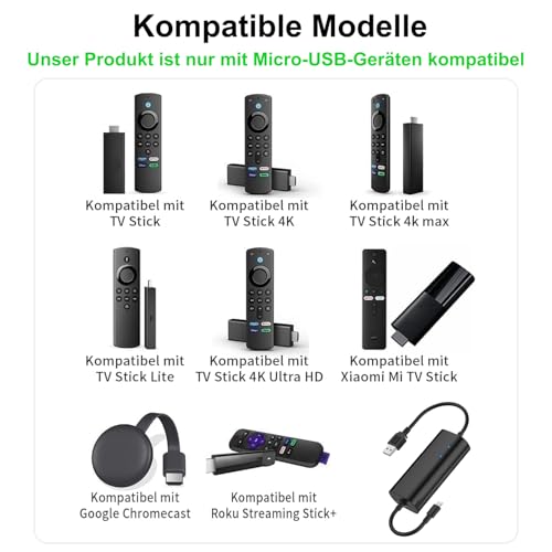 USB Stromkabel Ladekabel Kompatibel mit Fire TV Stick Mit TV Netzteil Adapter, Power Kabel Netzkabel 4k Verbessern Sie die TV-Klarheit, Strom Erhöhen – Bild 3