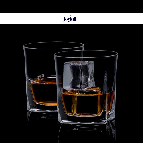 JoyJolt Luna Crystal Whiskey Glasses, Old Fashioned Whiskey Glass 10.5 Ounce, Ultra Clear Crystal Scotch Glass for Bourbon and Liquor Set Of 2 crystal Glassware