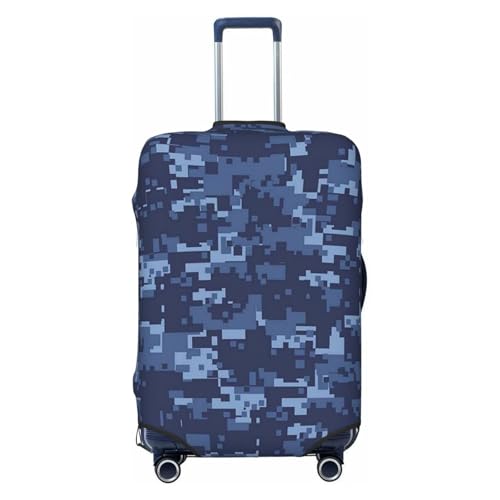 Blue Camouflage Pattern Print Luggage Suitcase Covers Elastic Washable Luggage Protector Luggage Covers For Suitcase