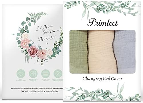 Muslin Changing Pad Cover Unisex, Solid Color Muslin Baby Changing Mats for Boys & Girls, 100% Cotton 3-Pack Breathable and Skin-Friendly Changing Table Covers, Large