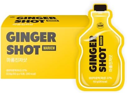 DASHIN MARUEM Korean Ginger Shot with Turmeric & Black Pepper, Caffeine-Free Wellness Drink, No Added Sugar, 1.7 fl oz (10-Pack), Vegan, Keto & Gluten-Free
