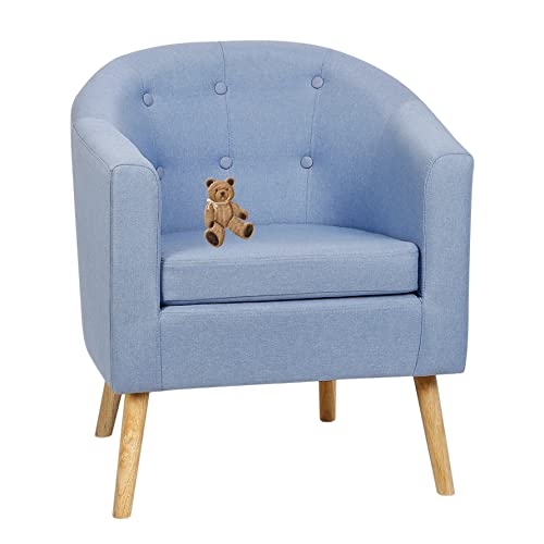 KEVO Fauteuil de Salon Simple à Cocktail, Club, de Lecture - Crapaud en Tissu de Lin Rembourré...