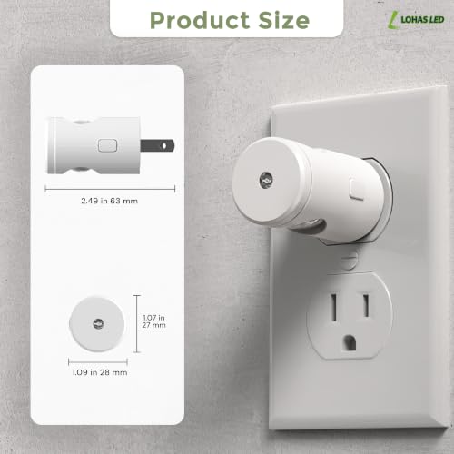 Image of L LOHAS LED Night Lights Plug into Wall, Dimmable Night Light Plug in | 3000K /5000K /Amber, 5 Lever Brightness, Nightlight Dusk to Dawn, 180 Rotatable, Bedroom, Bathroom, Hallway, White, 2Pack