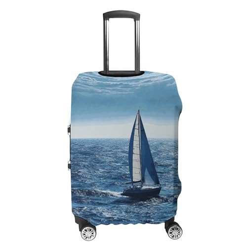 Blue Sea Sailboat Luggage Cover Washable Elastic Suitcase Cover, Anti Scratch Personalized Suitcase Protectors, Fashion Baggage Covers For Travel4
