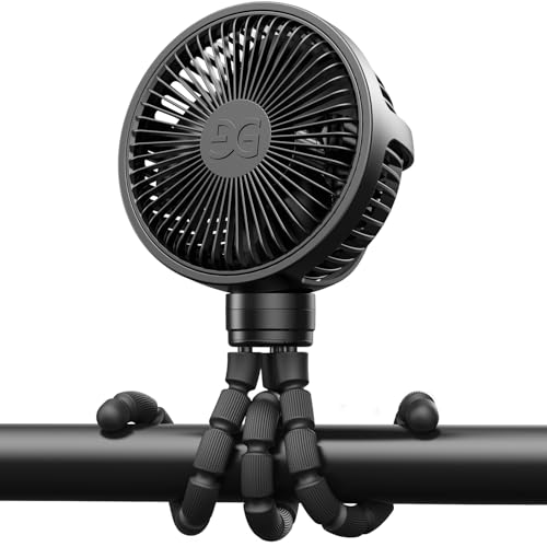 Image of GUSGU Stroller Fan Clip on for Baby (2023 Version Black), Flexible Tripod & Rechargeable Battery