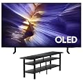 Samsung QN42S90FAEXZA 42" 4K OLED Smart TV with Dolby Atmos with an ErgoAV ERTFL1-01B 60" FlexFold Frame TV Stand with Shelves (2025)