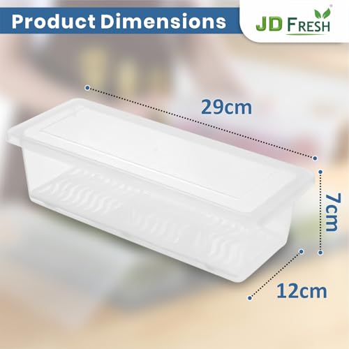 Image of JD FRESH 2 Piece Fridge Storage Containers /Organizer with Removable Drain Plate and Lid /Freezer containers /Vegetables Storage Box for Refrigerator /Fridge containers for Fruits /Meat /Fish (1500 ML)