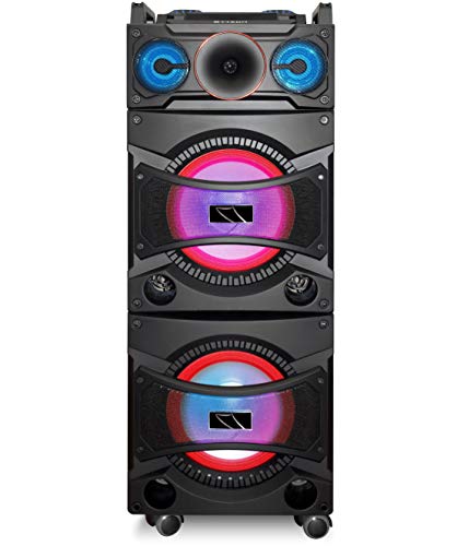 Sytech SYXT60 - Altavoz Portátil 2X10” Bluetooth Profesional Inalámbrico con Ruedas 100W, Profesional Karaoke, Color Negro