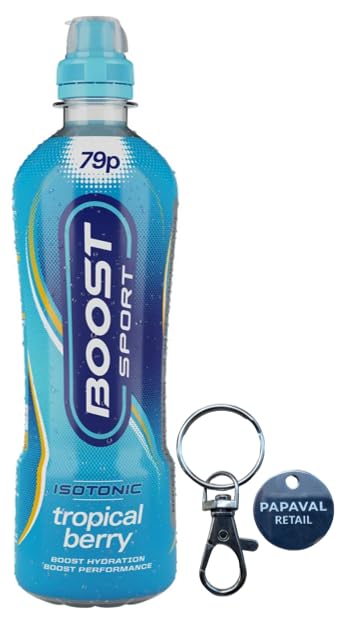 Boost Isotonic Sport Drink Pack of 500ml with Key Ring (24X500 ml, Tropical Berry)