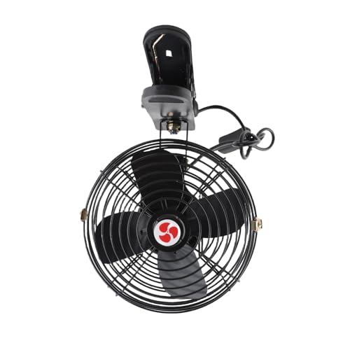 Yanmis Universeller 8-Zoll-Auto-Clip-On-Ventilator aus Metall, Kraftvoller, Leiser Wind, Wohnmobil-Kühlventilator mit Zigarettenanzünder-Klemme/-Halterung, Kraftstoffeffizient für SUV, Bus, Boot,