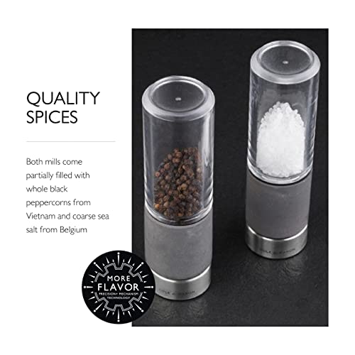 Cole & Mason Regent Concrete Stemless Salt & Pepper Mill Gift Set - Refillable Salt & Pepper Grinder Set With Carbon Steel Precision Mechanisms - Hand Wash Kitchen Tools & Gadgets - Grey #TOP3