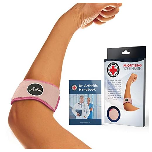 Armbågsrem / stöd / stöd för tennis & golfer's armbåge & doktor skriven rehabilitering handbok - underarmband, vänster och höger arm (rosa)
