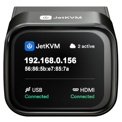 JetKVM IP KVM Over IP PC Fernsteuerung Open-Source Jet KVM Ethernet mit Touchscreen LCD Niedriglatenz Fern-BIOS Zugriff kompatibel mit Windows Mac Linux Raspberry Pi Server Rechenzentrum Büro