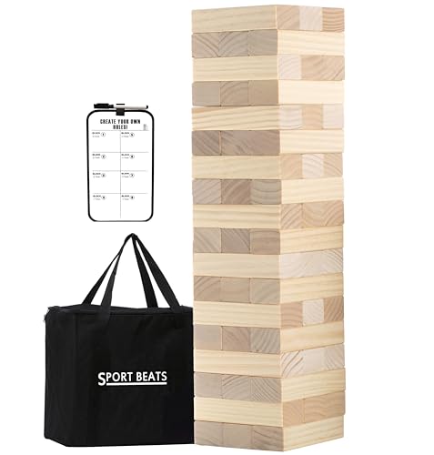 SPORT BEATS Giant Tower Game Outdoor Games 54 Blocks Stacking Gam...