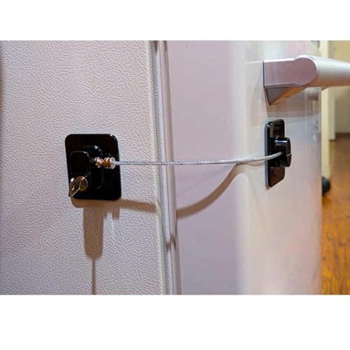 Image of Refrigerator Fridge Freezer Door Lock with Password, Child Proof Door Lock for Kitchen Refrigerator, Cabinets and Drawers, Closets, Windows (Pack of 2 Key Lock)