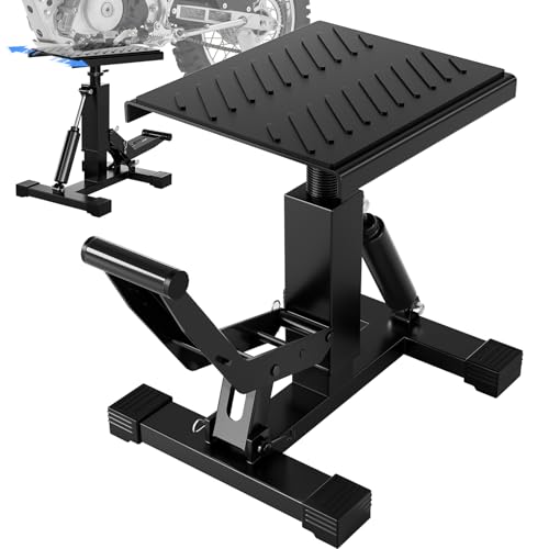 JFG RACING Motorcycle Dirt Bike Stand 1000Lbs Capacity Lift Jack Hoist Table Height Adjustable Lifting Stand Ideal for Dirtbike Pit Bike Repair&Maintainance Dirt Bike Accessories-Black