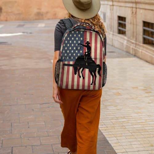 Mochila para laptop de 15.6 pulgadas ligera y ergonómica con estampado de rodeo 6