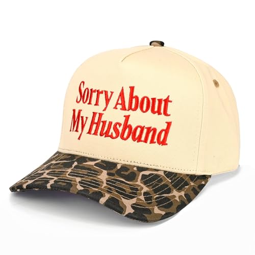 Premium Embroidered Hat | Sorry About My Husband Hat (US Alpha One Size Leopard/Natural)