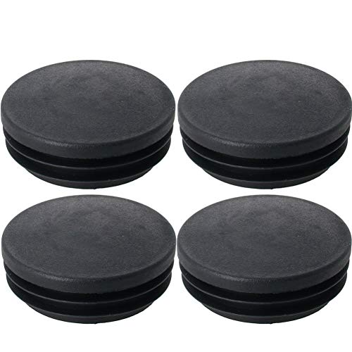 MroMax 76mm Dia Plastic Tubing Plug Round Post End Caps for Handrail Stair Newel Guardrail Tube Black 4Pcs