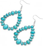 Aretes Vaqueros Lindos para Mujeres Piedras Turquesas Bohemias Colgantes Joyería Declaración Accesorios Dijes Regalos de Vacaciones Verano (Turquesa)