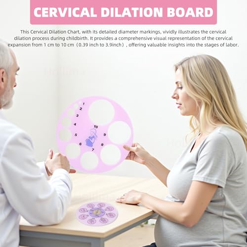 Image of Hollima Cervical Dilation Board for Midwife Doula Birth and Midwife Fetal Position Tool Cervical Dilation Chart and Acrylic Fetal Position Wheel for Student Midwife Doctor Doula Gift