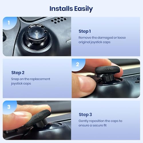 Image of Meyaar Joystick Replacement Caps for PS5 Controller, Thumb Grip Joystick Replacement Cap Repair Accessories Compatible with PS5 & PS4 Controllers - Pack of 6 (Pro Black (Enhanced Grip))