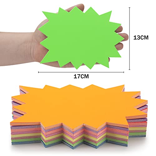 80 Pieces Starburst Signs Star Burst Signs Fluorescent Neon Paper For Retail Store, 5 X 6.7 Inch Boost Sales, Garage Sale Supplies Sign, Price Tags Signs - 8 Bright Colors #TOP1