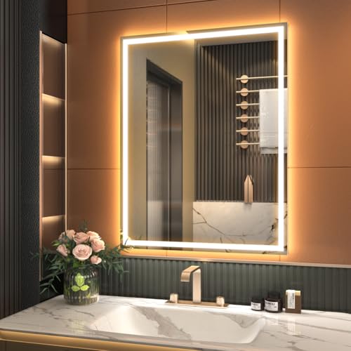 GANPE Espejo con Sensor LED, Espejo de inducción de Ondas de Mano con Blutooth, Regulable, antiniebla, IP44, Impermeable, Espejo montado en la Pared (90_x_70_cm)