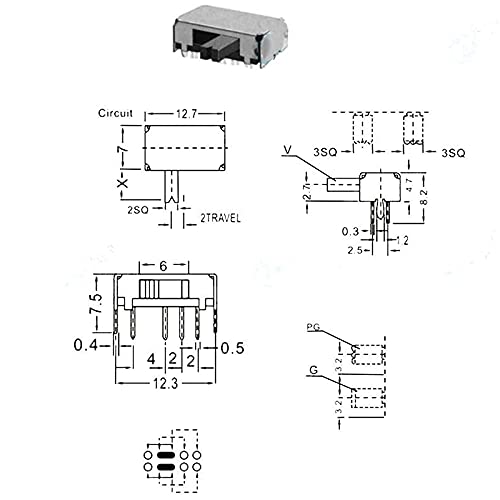 1000Pcs SK23D07 8 Pin PCB 3 Position 2P3T DP3T Miniature Slide Switch Side Knob SK23D07VG4 Handle high 4mm