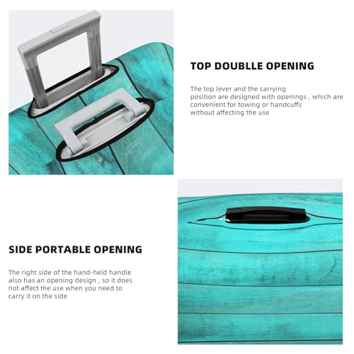 Turquoise Wooden2 Travel Luggage Covers - Elasticity Suitcase Covers Protector for Luggage 18-32 Inch4