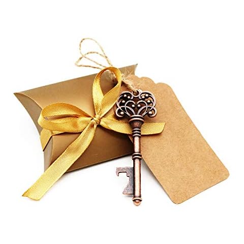 BITEYI 30 Pcs Wedding Favour Skeleton Key Bottle Opener with Tag Cards and Candy Box,Souvenirs for Wedding and Party (Style 2) Cover