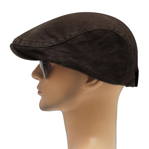 Image of ZLYC Men Cotton Flat Cap Summer Scally Ivy Gatsby Newsboy Beret Driver Cabbie Hunting Hat