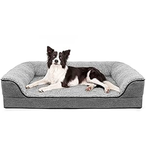 Orthopedic Large Dog Bed Washable Pet Sofa Bolster Bed with Removable Cover Orthopedic Foam Large Dog Beds for Dogs Under 60 lbs
