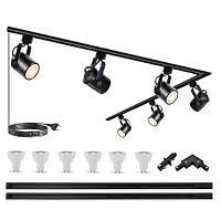 Bravsekai 6 lampen, zwart, modern, 6000 K, woonkamer, slaapkamer, eetkamer, binnenverlichting, keuken cucina track light kit,10W LED H-type track spot met extra 2m