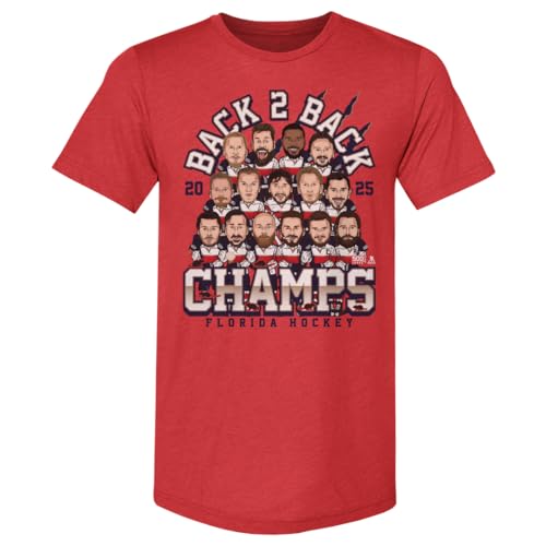 500 LEVEL Florida Panthers 2025 Back to Back Stanley Cup Champs Men's Premium T-Shirt (Tri Red, X-Large)