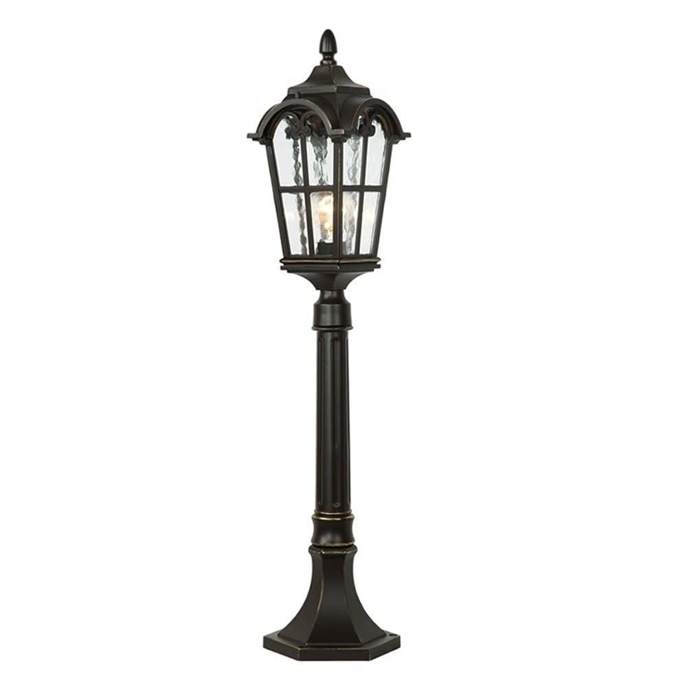 Farol de pilar de cristal europeo de alta gama, lámpara exterior negra de 84 cm E27