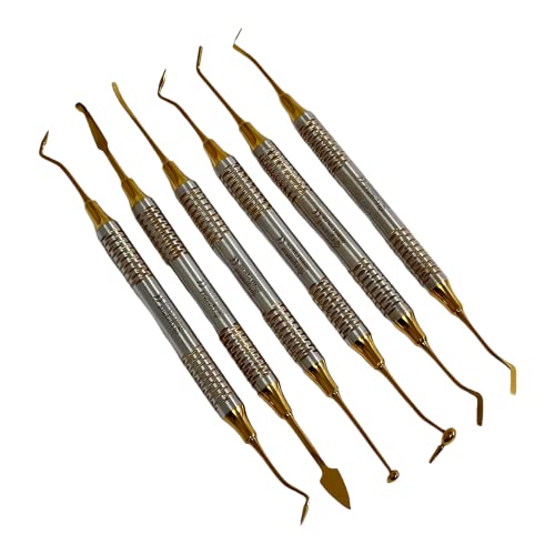 German Dental Composite Non Stick Filling Instruments Kit (6 Pcs Titanium Gold) Glass Ionomer-Cynamed #TOP7