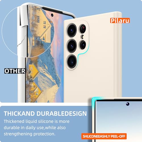 for Samsung Galaxy S23 Ultra Case,Liquid Silicone Upgrade [Soft Anti-Scratch Microfiber Lining][2 HD Screen Protector][Full Camera Protection] Shockproof Case for Samsung S23 Ultra 6.8 inch -White - image 4