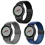 [SUGARJAR] 【3本セット】 編み込みストラップ Garmin Venu 3s/2s、Forerunner 265S/255s/255s Music、Vivoactive 4s/3s/Active s、18mm ナイロンストラップ対応 伸縮性のあるマグネット式バックル、通気性と耐久性に 調節可能、男女兼用のソフトスポーツウォッチストラップ